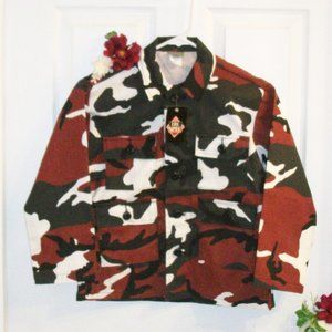 TRU-SPEC Boy's Sz 12 NWT Red Camo Jacket Button Up Cotton Blend